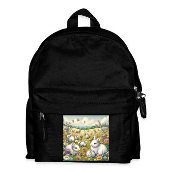 Rabbits in a field of flowers - Kids' Backpack - black - Front
