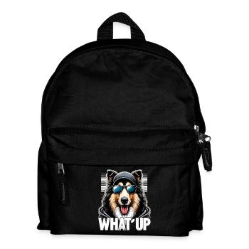 Collie Was geht Gangsta Gangster Hund Geschenk - Kinder Rucksack - Schwarz - Vorne