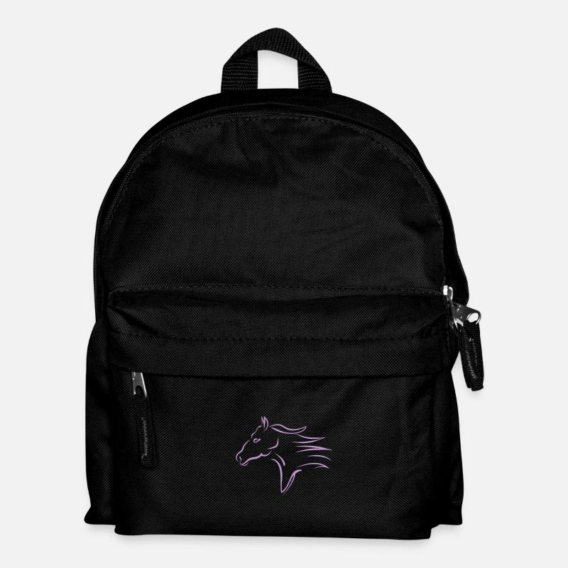 Fast Running Horse Head - Kids' Backpack - black