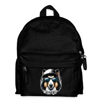 Collie Was geht Gangsta Gangster Hund Geschenk - Kinder Rucksack - Schwarz - Vorne