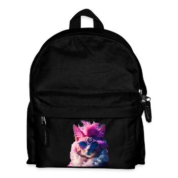Colorful cat with mohawk gift idea - Kids' Backpack - black - Front