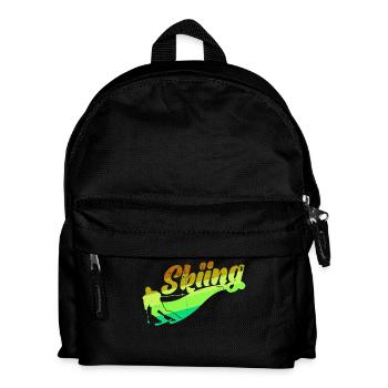 Schifahren Schifahrer Wintersport Pistengaudi - Kinder Rucksack - Schwarz - Vorne