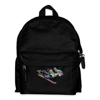 Schnee Winter Wintersport Skifahrer Schifahren - Kinder Rucksack - Schwarz - Vorne