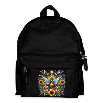 Lebhaftes, farbenfrohes Kunstwerk mit Bienen - Kinder Rucksack - Schwarz - Vorne