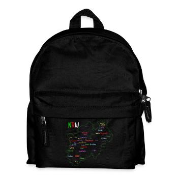 Lustige NRW Karte - Kinder Rucksack - Schwarz - Vorne