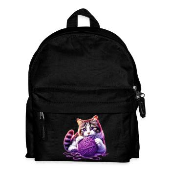 Le chat joue avec une pelote de laine - Sac à dos Enfant - noir - Devant
