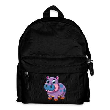 Hippopotame Mignon Mascotte Personnage De Dessin Animé Kawaii - Sac à dos Enfant - noir - Devant