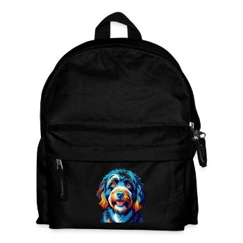 Portugiesische Wasserhunderasse Bunte Karikatur Kawaii - Kinder Rucksack - Schwarz - Vorne