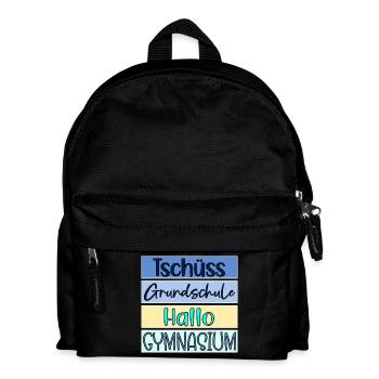 TSCHÜSS GRUNDSCHULE - HALLO GYMNASIUM - Kinder Rucksack - Schwarz - Vorne