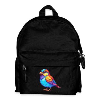 Sparrow Colorful Kawaii Cartoon Character Clipart - Kids' Backpack - black - Front