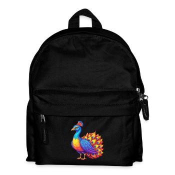 paon coloré kawaii personnage de dessin animé clipart - Sac à dos Enfant - noir - Devant