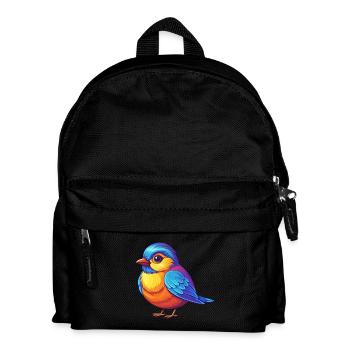 Mésange coloré Kawaii personnage de dessin animé oiseau - Sac à dos Enfant - noir - Devant