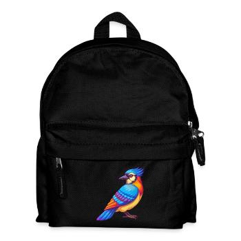 Blauhäher Bunte Kawaii Cartoon Figur Vogel - Kinder Rucksack - Schwarz - Vorne