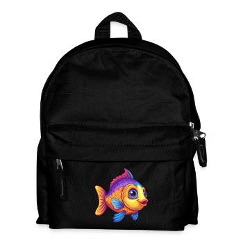 corail récif poisson coloré kawaii dessin animé animal marin - Sac à dos Enfant - noir - Devant