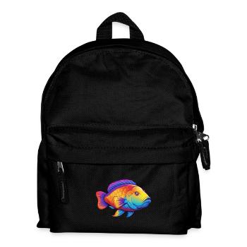 Napoleon Lippfisch Buntes Kawaii Cartoon Meerestier - Kinder Rucksack - Schwarz - Vorne