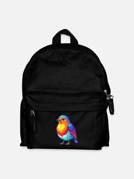 Robin Bunte Kawaii Cartoon Figur Vogel - Kinder Rucksack - Schwarz