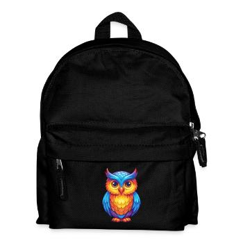 hibou coloré Kawaii personnage de dessin animé oiseau - Sac à dos Enfant - noir - Devant