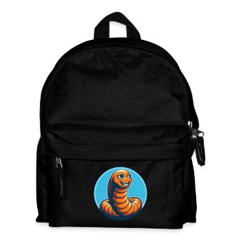 Regenwurm Niedliches Kawaii Cartoon Tier Haustier Logo - Kinder Rucksack - Schwarz - Vorne