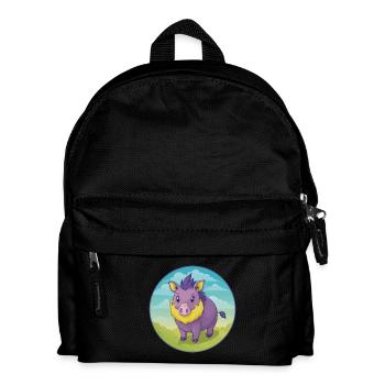 sanglier mignon kawaii dessin animé clipart animal de compagnie - Sac à dos Enfant - noir - Devant