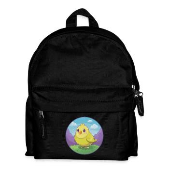 Canari Oiseau Mignon Kawaii Dessin animé Clipart Animal de compagnie - Sac à dos Enfant - noir - Devant