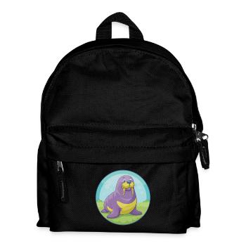 Walrus Cute Kawaii Cartoon Clipart Animal Pet - Kids' Backpack - black - Front