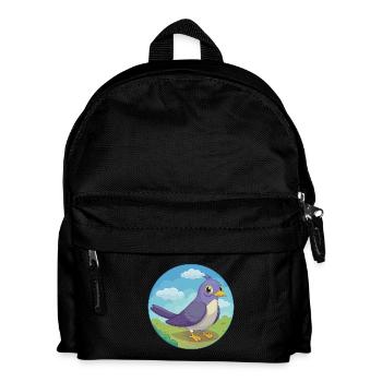 Kuckuck Vogel Niedlich Kawaii Cartoon Clipart Tier Haustier - Kinder Rucksack - Schwarz - Vorne