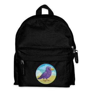Crow Cute Kawaii Cartoon Clipart Animal Pet - Kids' Backpack - black - Front