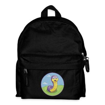 Regenwurm Niedlich Kawaii Cartoon Clipart Tier Haustier - Kinder Rucksack - Schwarz - Vorne