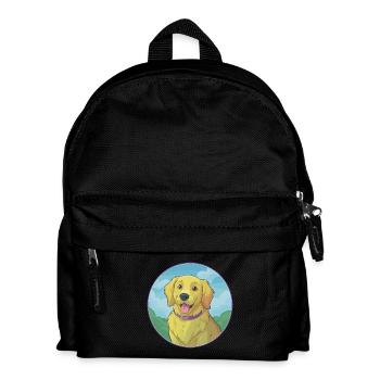 Golden Retriever Dog Cute Kawaii Cartoon Animal - Kids' Backpack - black - Front