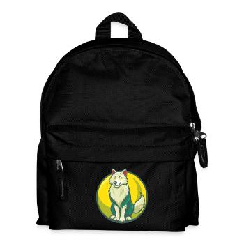 Arctic Wolf Cute Kawaii Cartoon Clipart Pet Animal - Kids' Backpack - black - Front