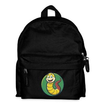 Regenwurm Niedlich Kawaii Cartoon Clipart Haustier Tier - Kinder Rucksack - Schwarz - Vorne