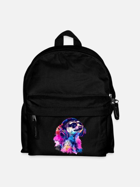 Meerkat Erdhündchen Scharrtier mit Headphones - Kids' Backpack - black