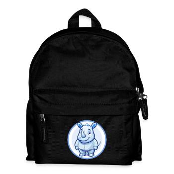 Rhino Blue Kawaii Cartoon Character Clipart Pet - Kids' Backpack - black - Front