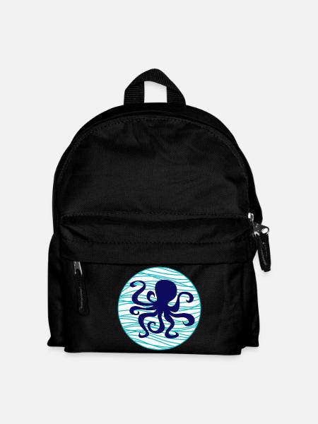 Oktopus Wasser Tintenfisch Wellen See Meer maritim - Kinder Rucksack - Schwarz
