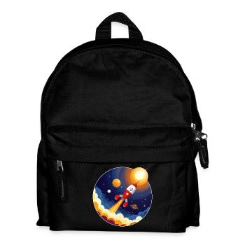 Colorful image of a rocket in space - Kids' Backpack - black - Front