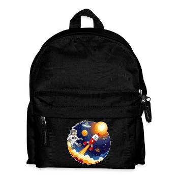 Rakete, Astronaut, UFO und Planeten im All. - Kinder Rucksack - Schwarz - Vorne