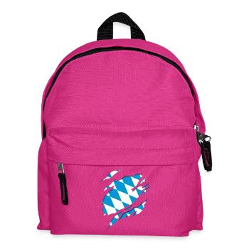 Bavaria flag and coat of arms 3D tear effect. - Kids' Backpack - fuchsia - Front