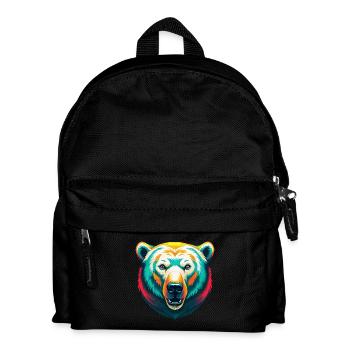Eisbär Niedliches Kawaii Cartoon Clipart Tier Gesicht - Kinder Rucksack - Schwarz - Vorne
