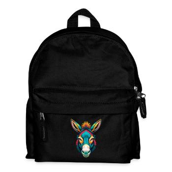 Esel Niedliches Kawaii Cartoon Clipart Tier Gesicht - Kinder Rucksack - Schwarz - Vorne