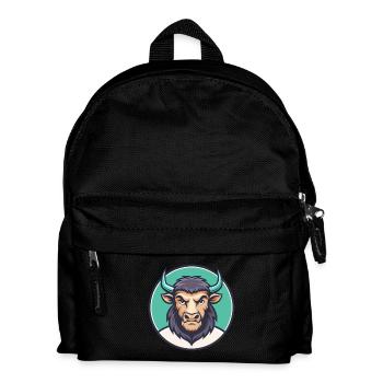Buffalo Kawaii Cartoon Figur Tier Haustier Gesicht - Kinder Rucksack - Schwarz - Vorne