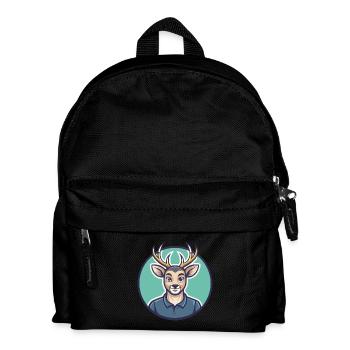 Hirsch Kawaii Cartoon Figur Tier Haustier Gesicht - Kinder Rucksack - Schwarz - Vorne