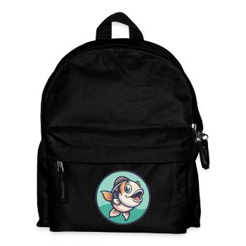 Fisch Kawaii Cartoon Figur Tier Haustier Gesicht - Kinder Rucksack - Schwarz - Vorne
