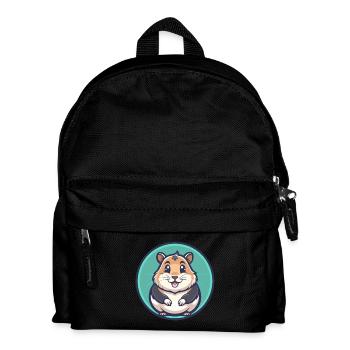 Hamster Kawaii Cartoon Figur Tier Haustier Gesicht - Kinder Rucksack - Schwarz - Vorne