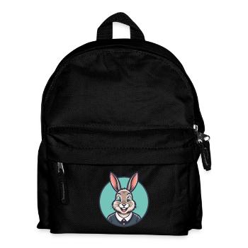 Kaninchen Kawaii Cartoon Figur Tier Haustier Gesicht - Kinder Rucksack - Schwarz - Vorne