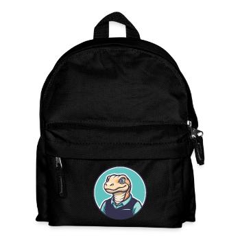 Komodo Kawaii Cartoon Figur Tier Haustier Gesicht - Kinder Rucksack - Schwarz - Vorne