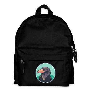 Raven Kawaii Cartoon Figur Tier Haustier Gesicht - Kinder Rucksack - Schwarz - Vorne