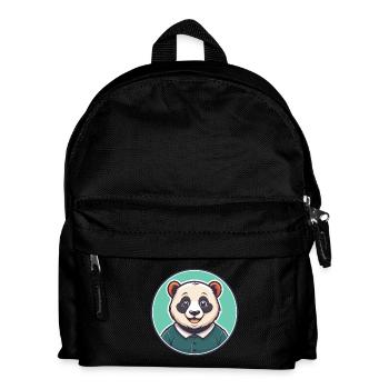 Panda Kawaii Cartoon Figur Tier Haustier Gesicht - Kinder Rucksack - Schwarz - Vorne