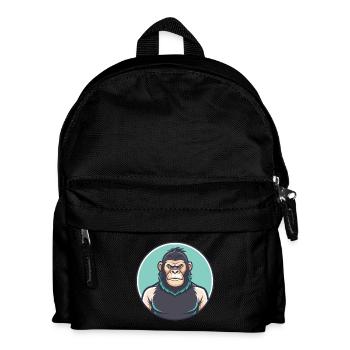 Gorilla Kawaii Cartoon Figur Tier Haustier Gesicht - Kinder Rucksack - Schwarz - Vorne