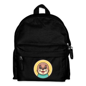 Siegel Kawaii Cartoon Figur Tier Haustier Gesicht - Kinder Rucksack - Schwarz - Vorne