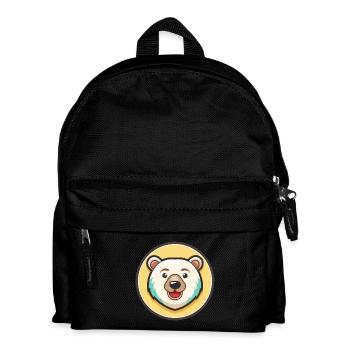 Eisbär Kawaii Cartoon Figur Tier Gesicht - Kinder Rucksack - Schwarz - Vorne